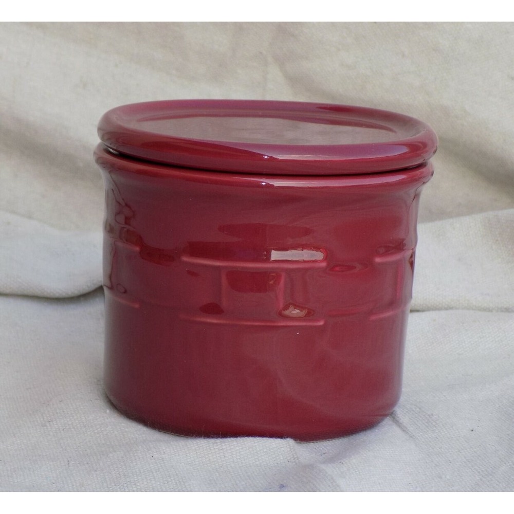 Paprika 1 Pint Crock w/ Lid Pillar Candle Holder Longaberger